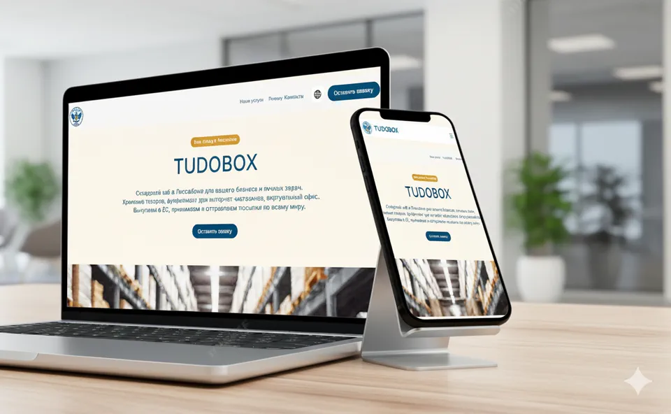 Tudobox warehouse hub website with responsive booking layout